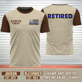 Personalized Retired US Police Custom Name & Time T-shirt 3D Printed AHKH24222