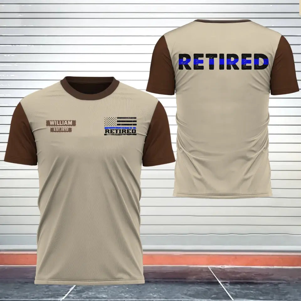Personalized Retired US Police Custom Name & Time T-shirt 3D Printed AHKH24222