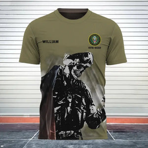 Personalized US Veteran Logo Custom Name & Time Veteran Skull T-shirt Printed QTKVH24217