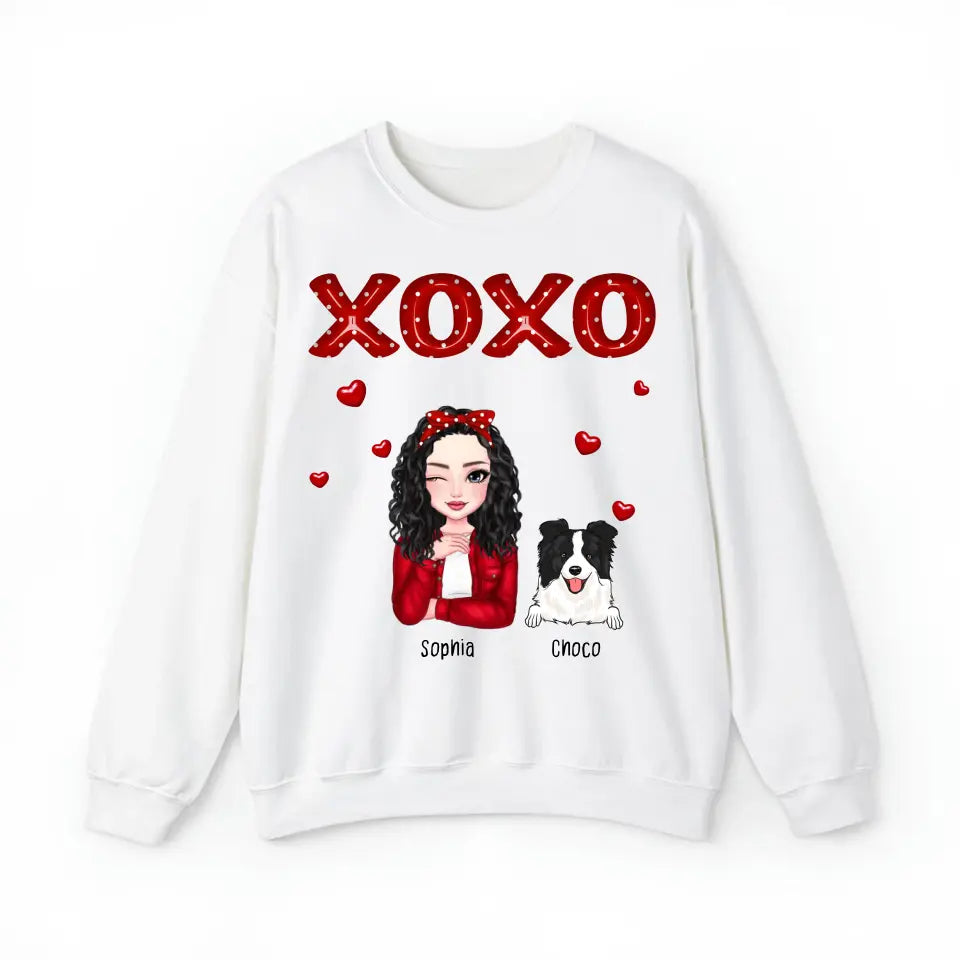 Personalized XOXO Dog Mom Dog Lovers Gift Valentine's Day Gift Sweatshirt Printed HN24227