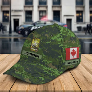 Personalized Canadian Veteran Rank Camo Custom Name & Time Cap 3D Printed KVH24225