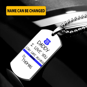 Personalized Law Enforcement Thin Blue Line Family Dog Tag Printed QTKH24238