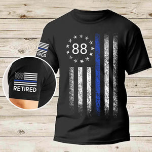 Personalized US Law Enforcement Thin Blue Line Flag T-shirt Printed QTLVA24241