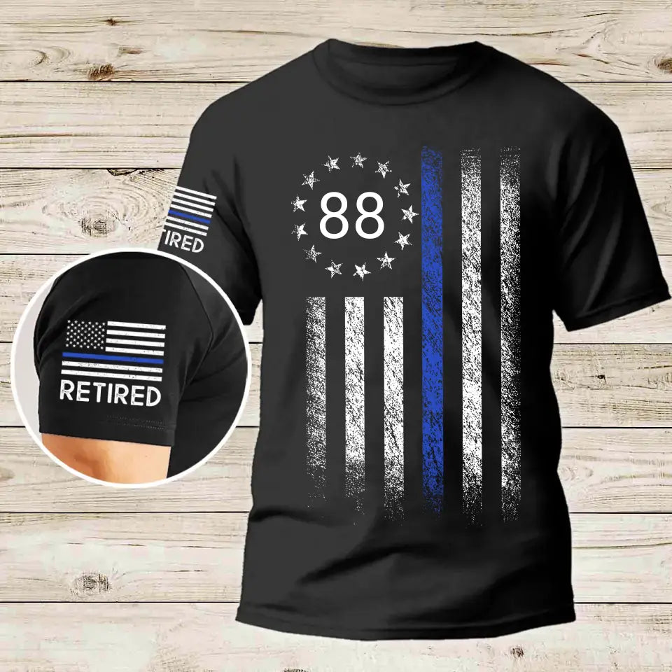 Personalized US Law Enforcement Thin Blue Line Flag T-shirt Printed QTLVA24241