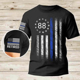 Personalized US Law Enforcement Thin Blue Line Flag T-shirt Printed QTLVA24241