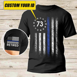 Personalized US Law Enforcement Thin Blue Line Flag T-shirt Printed QTLVA24241