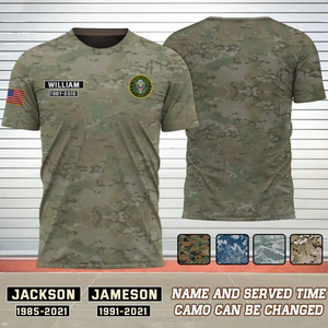 Personalized US Veteran Logo Custom Name & Time Tshirt Printed 24231AHVH