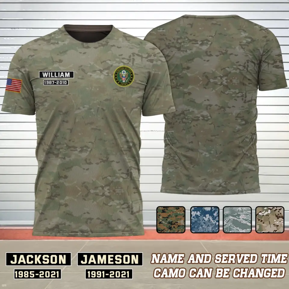 Personalized US Veteran Logo Custom Name & Time Tshirt Printed 24231AHVH