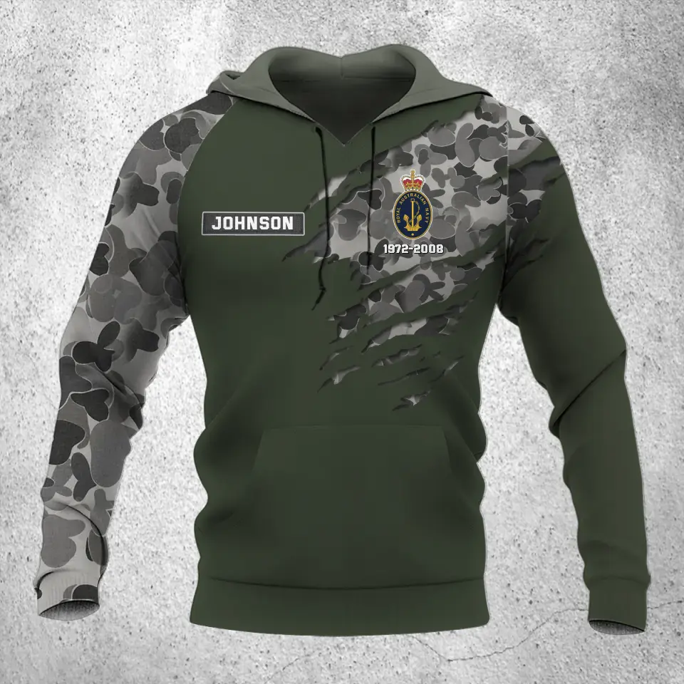 Personalized Australian Veteran Logo Custom Name & Time Hoodie 3D Printed QTVQ24232