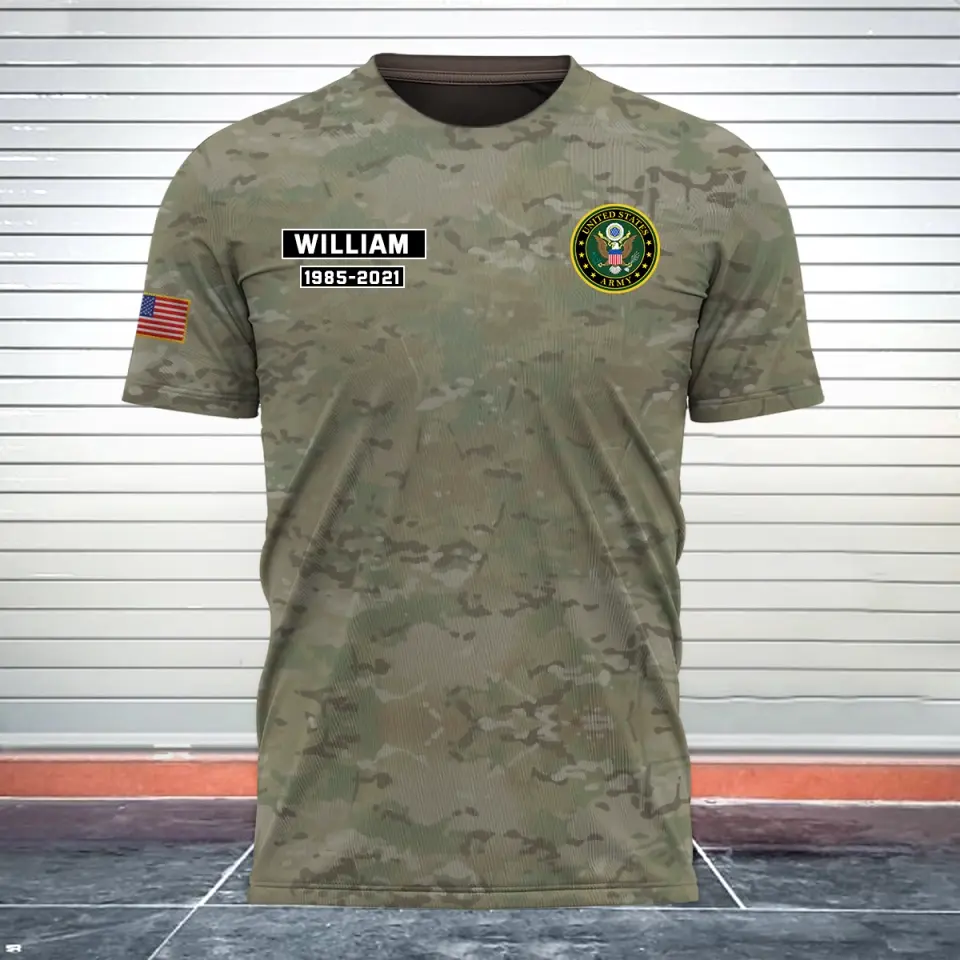 Personalized US Veteran Logo Custom Name & Time Tshirt Printed 24231AHVH