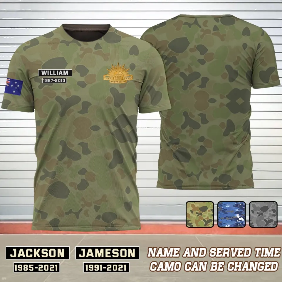 Personalized Australian Veteran Logo Custom Name & Time Tshirt Printed 24231AHVH