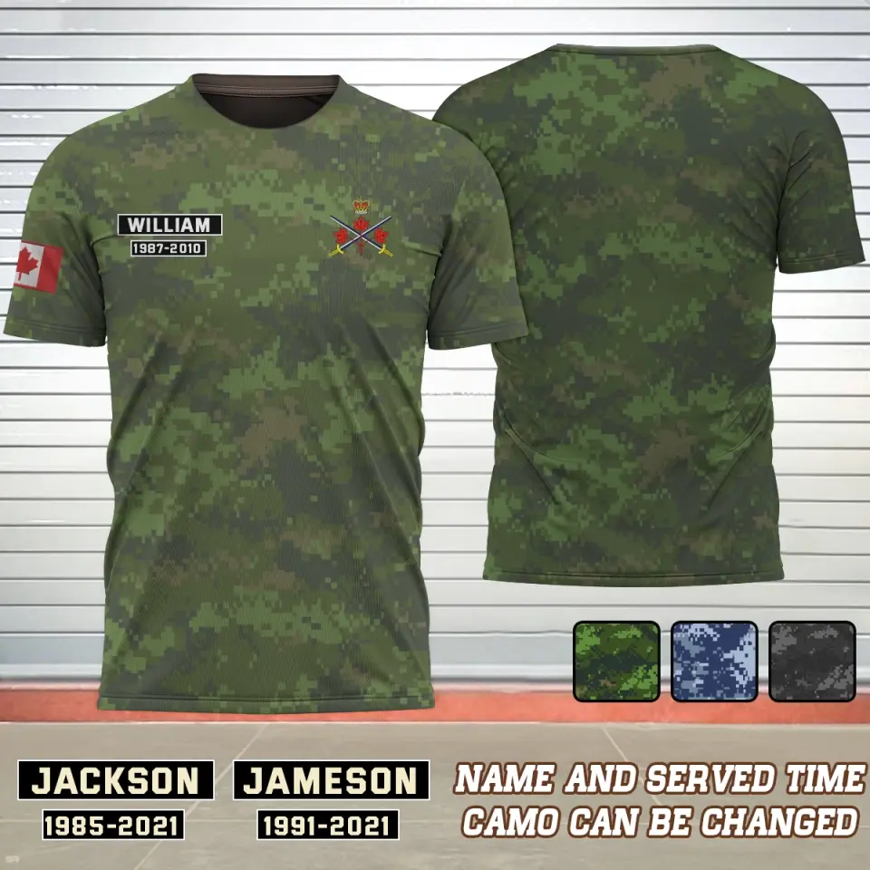 Personalized Canadian Veteran Logo Custom Name & Time Tshirt Printed 24231AHVH