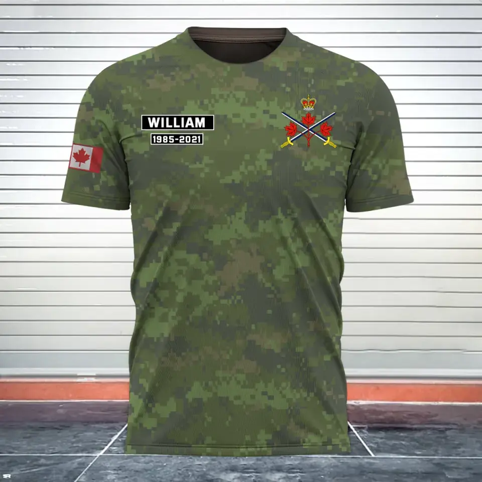 Personalized Canadian Veteran Logo Custom Name & Time Tshirt Printed 24231AHVH
