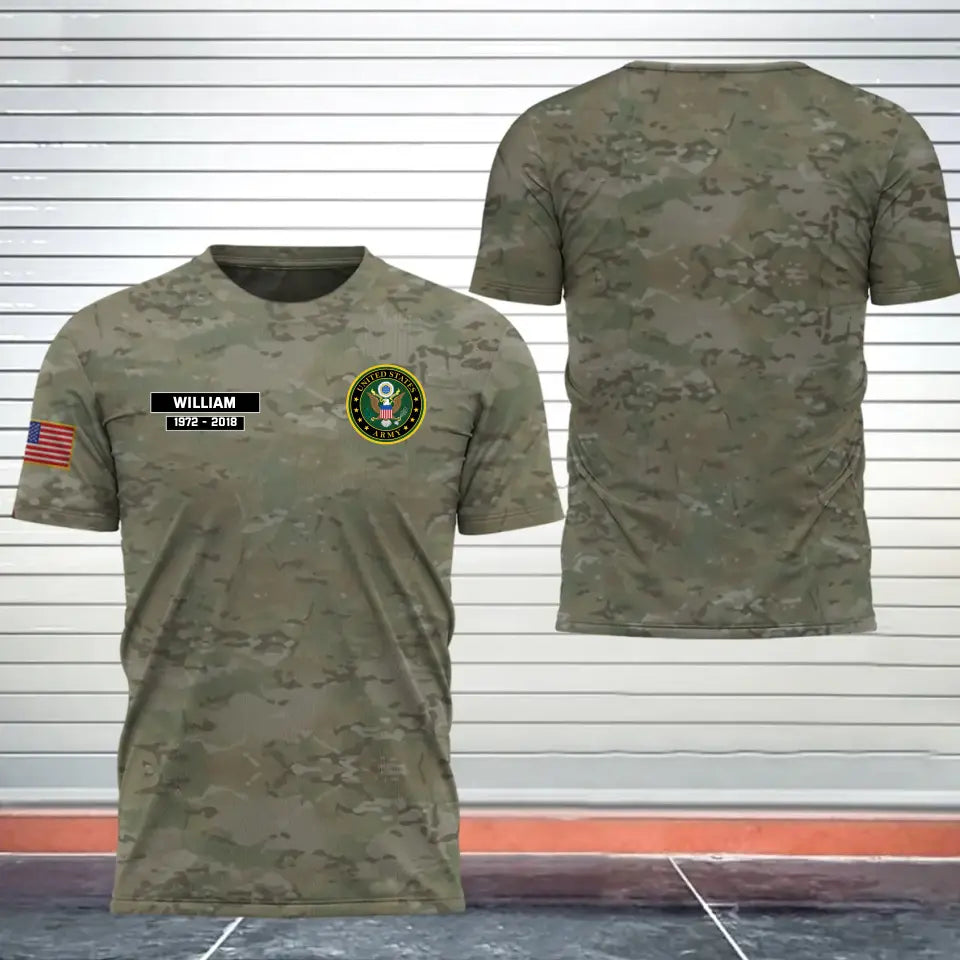Personalized US Veteran Logo Custom Name & Time Tshirt Printed 24231AHVH