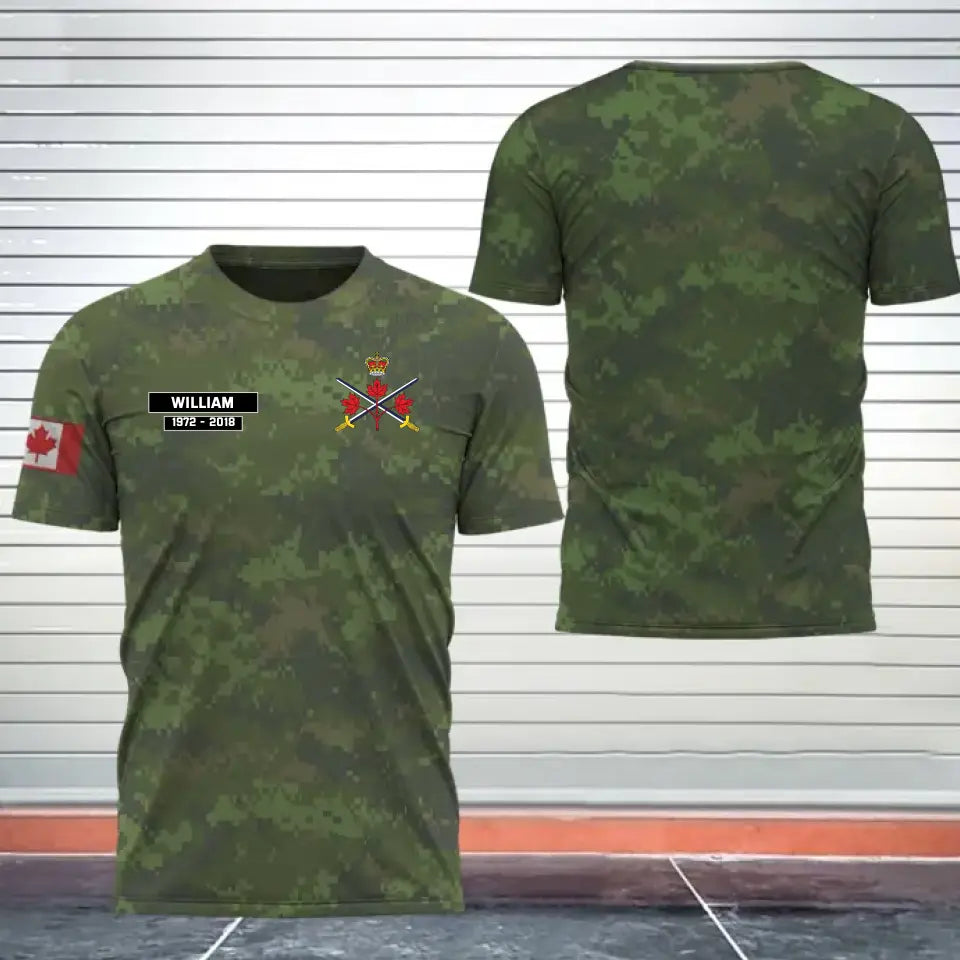 Personalized Canadian Veteran Logo Custom Name & Time Tshirt Printed 24231AHVH