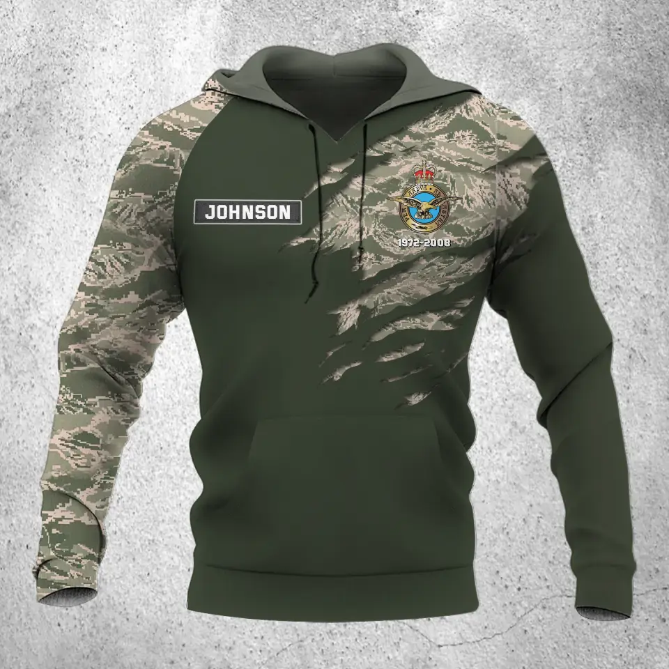 Personalized UK Veteran Logo Custom Name & Time Hoodie 3D Printed QTVQ24232