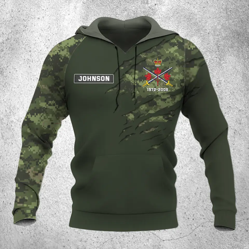 Personalized Canadian Veteran Logo Custom Name & Time Hoodie 3D Printed QTVQ24232
