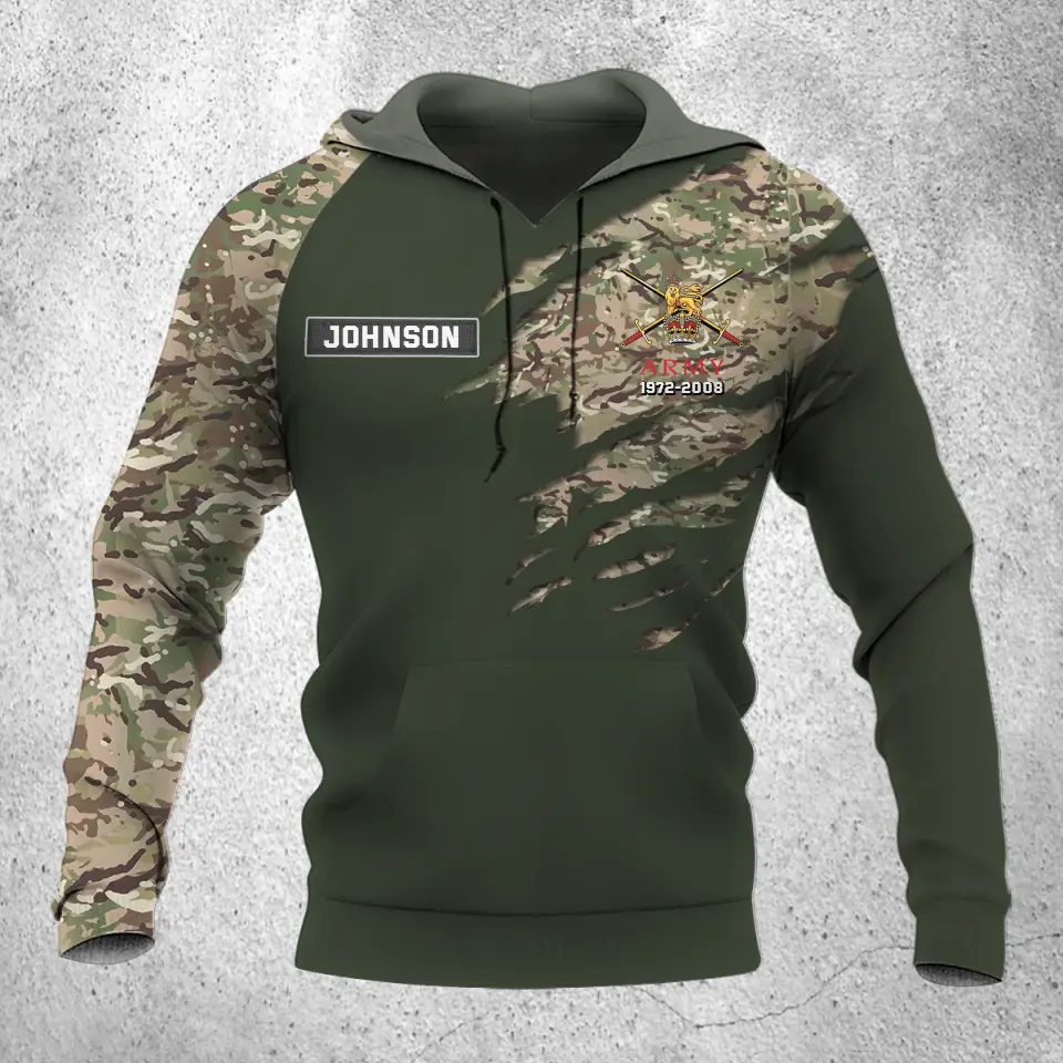 Personalized UK Veteran Logo Custom Name & Time Hoodie 3D Printed QTVQ24232
