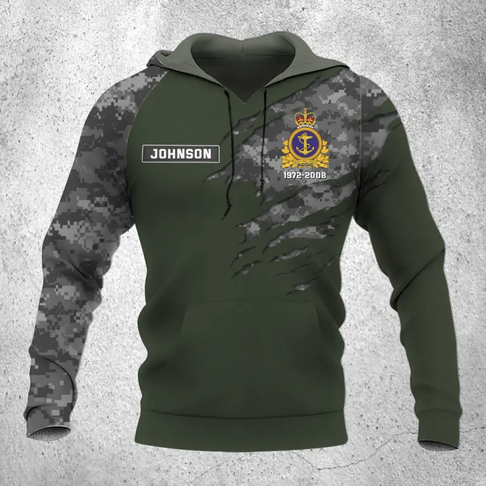 Personalized Canadian Veteran Logo Custom Name & Time Hoodie 3D Printed QTVQ24232