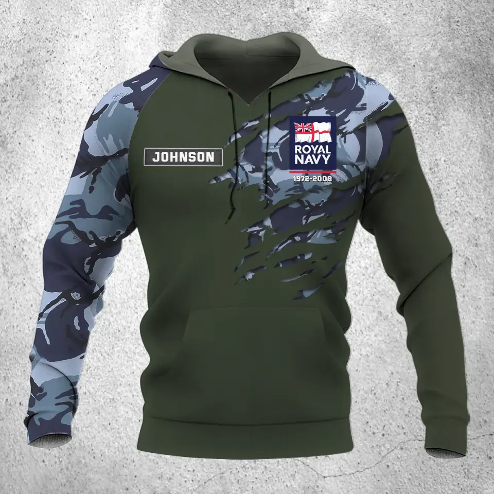 Personalized UK Veteran Logo Custom Name & Time Hoodie 3D Printed QTVQ24232