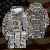 Personalized US Veteran Rank Camo Custom Name Hoodie 3D Printed QTLVA24229