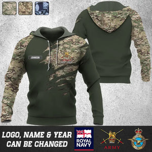 Personalized UK Veteran Logo Custom Name & Time Hoodie 3D Printed QTVQ24232