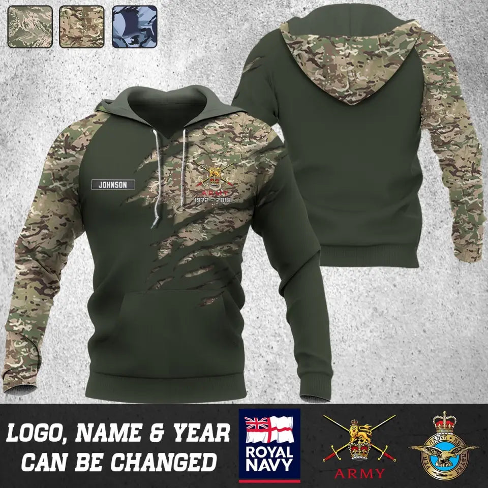 Personalized UK Veteran Logo Custom Name & Time Hoodie 3D Printed QTVQ24232