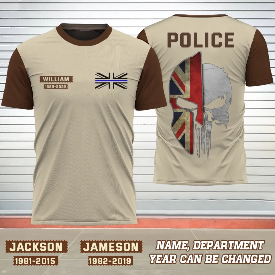 Personalized United Kingdom Police Punisher Tshirt Printed 24249AHVH