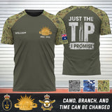 Personalized Australian Veteran Logo Custom Name & Time  Just The Tip I Promise T-shirt Printed QTHN24239