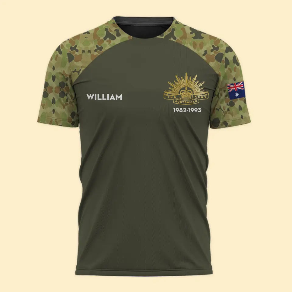 Personalized Australian Veteran Logo Custom Name & Time  Just The Tip I Promise T-shirt Printed QTHN24239