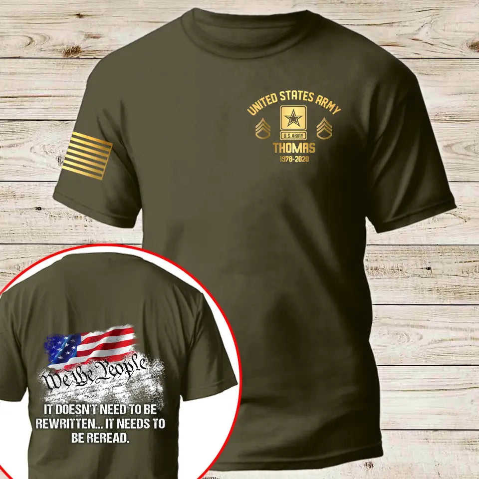 Personalized It Doesn't Need To Be Rewritten It Needs To Be Reread US Veteran T-shirt Printed AHVQ24250