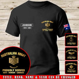 Personalized Australian Veteran Rank Camo Custom Name & Time T-shirt Printed AHVQ24264