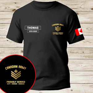 Personalized Canadian Veteran Rank Camo Custom Name & Time T-shirt Printed AHVQ24264