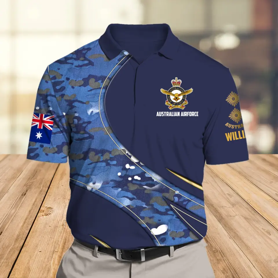Personalized Australian Veteran Solider Rank Camo Gift For Dad Polo Shirts 3D Printed AHLVA24152