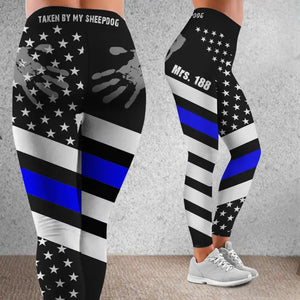 Personalized Taken By My Sheepdog Thin Blue Line Legging Printed QTVQ24286