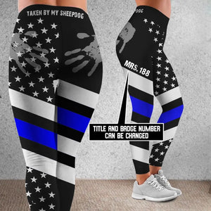 Personalized Taken By My Sheepdog Thin Blue Line Legging Printed QTVQ24286