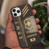 Personalized Army Proudly Served Swiss Veteran Gold Rank Camo Phonecase Printed AHVQ24295