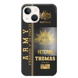 Personalized Army Proudly Served Australian Veteran Gold Rank Camo Phonecase Printed AHVQ24295