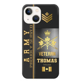 Personalized Army Proudly Served Canadian Veteran Gold Rank Camo Phonecase Printed AHVQ24295