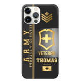 Personalized Army Proudly Served Swiss Veteran Gold Rank Camo Phonecase Printed AHVQ24295