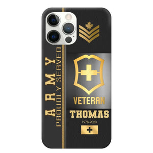 Personalized Army Proudly Served Swiss Veteran Gold Rank Camo Phonecase Printed AHVQ24295