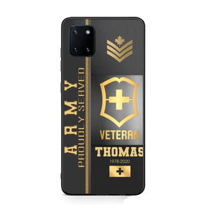 Personalized Army Proudly Served Swiss Veteran Gold Rank Camo Phonecase Printed AHVQ24295