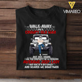 Personalized Walk Away I Am A Grumpy Old Man But Not Yours I Am The Property of A Freaking Awesome Jeep Lady But She Is A Bit Crazy And Scares Me Sometimes T-shirt Printed AHHN24298