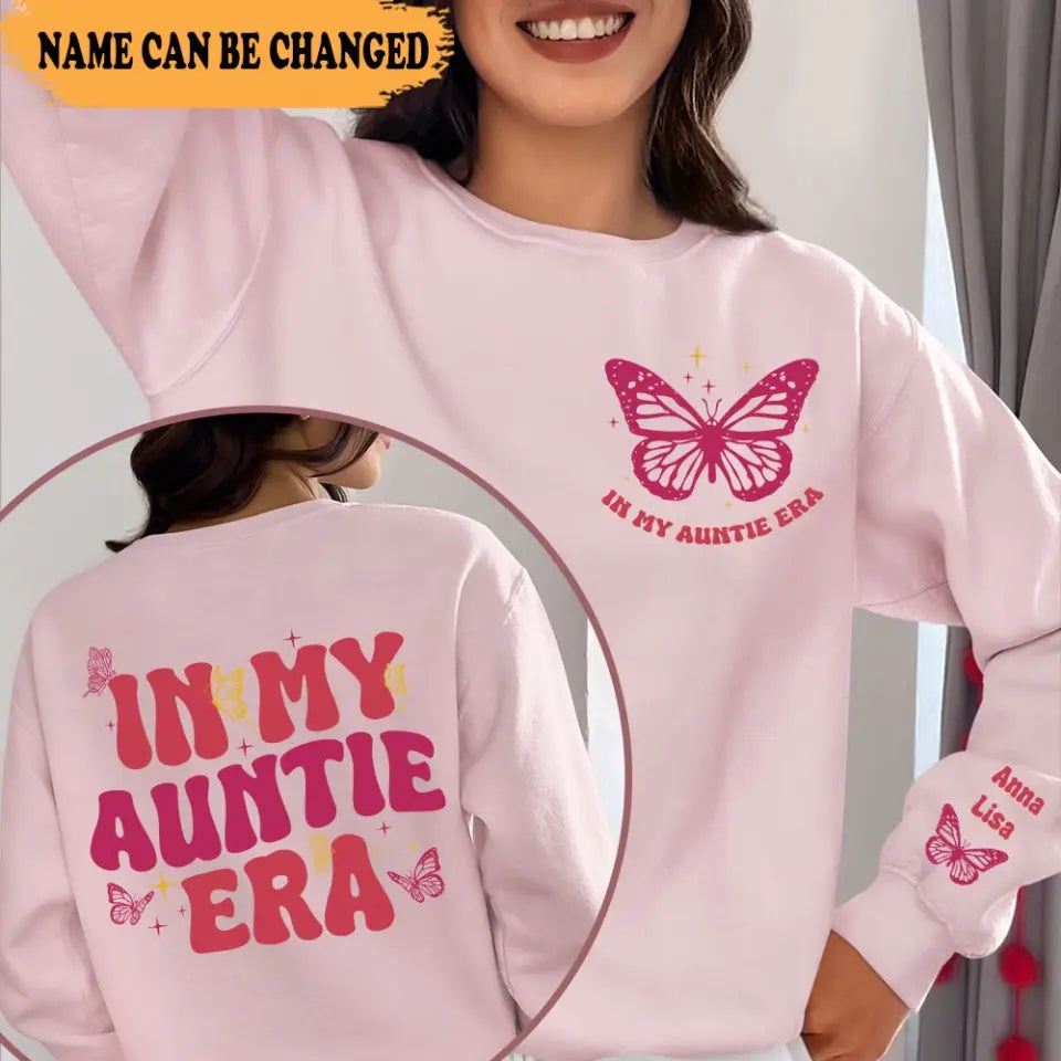 Personalized In My Auntie Era Butterflies Custom Kid Names Sweatshirt Printed HN24302