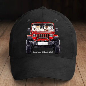 Personalized Dogs & Jeep Dog Lovers Gift Black Cap Printed KVH24323