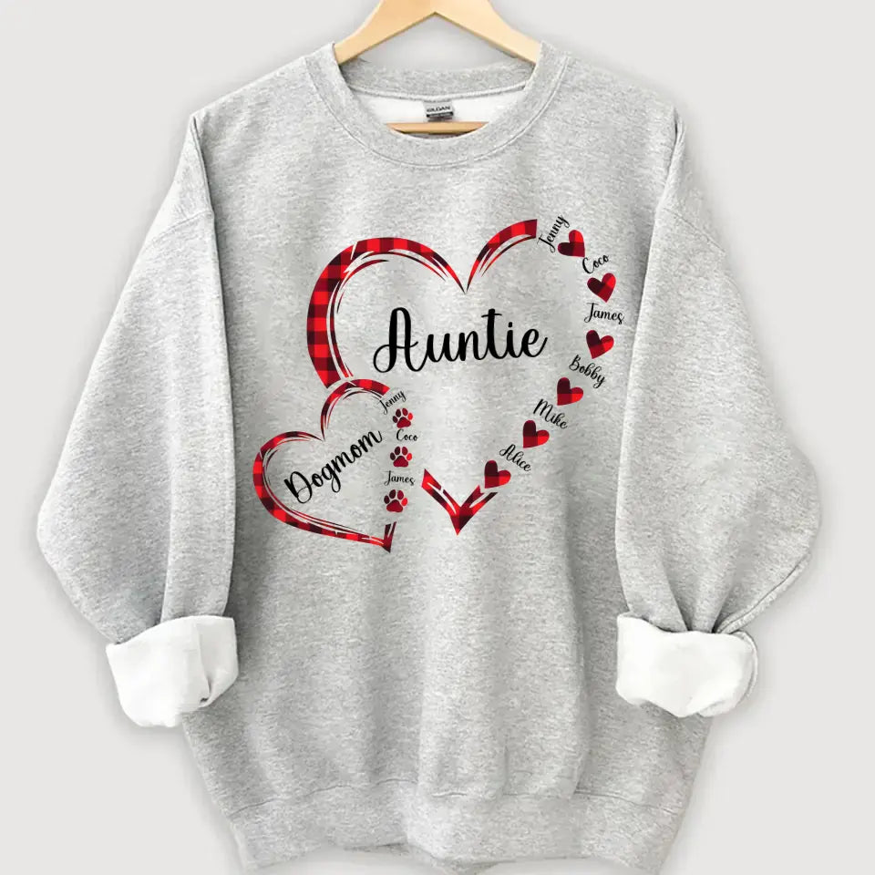 Personalized Auntie & Dog Mom Heart Custom Kid Names Dog Names Sweatshirt Printed KVH24320