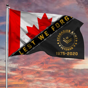 Personalized Lest We Forget Canadian Veteran Rank Camo House Flag Printed AHKVH24338