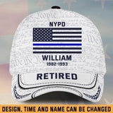 Personalized Retired US Police Custom Name & Time Cap 3D Printed AHHN24347