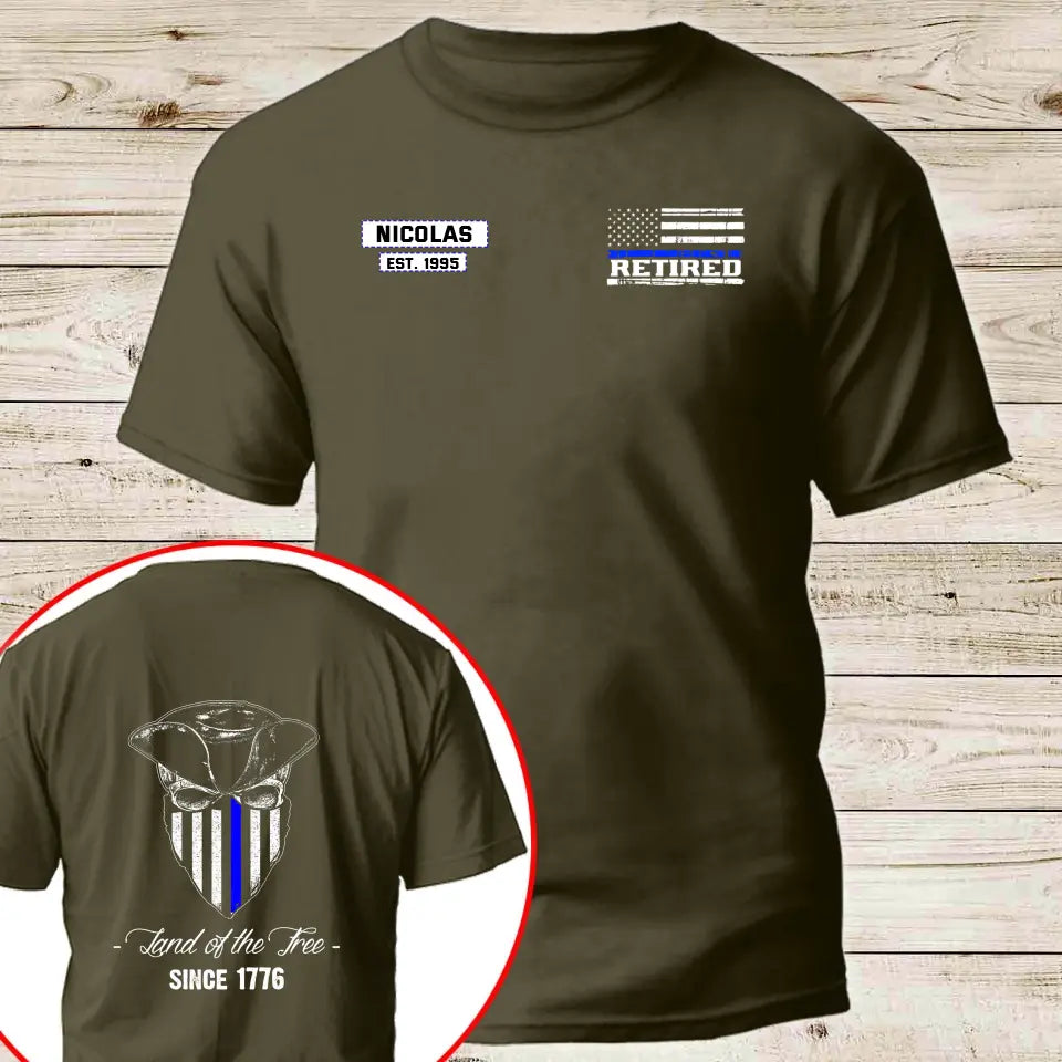 Personalized Land Of The Free Since 1776 Retired US Police T-shirt Printed AHKH24366