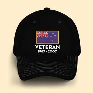 Personalized New Zealand Defense Force Veteran Retired Custom Served Time Cap QTKH24380